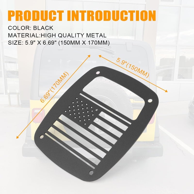 GLOBLED Tail Light Guards Covers Compatible with Jeep Wrangler TJ YJ 1987-2006, US Flag Pattern Exterior Accessories Rear Tail Light Guards Covers Protectors - Image 2